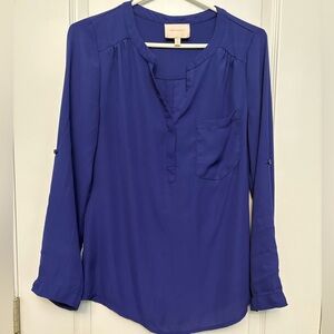 Skies Are Blue Royal Blouse with Back Button Detail